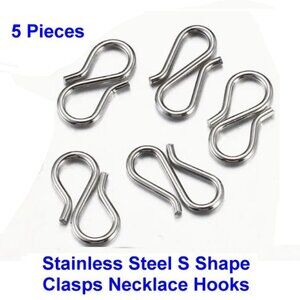 Stainless Steel S Shape Clasps Necklace Hooks Connectors 5 PCS